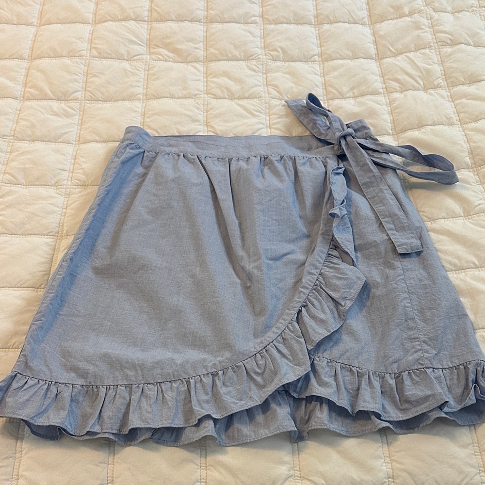 J crew Blue Ruffle Wrap Skirt